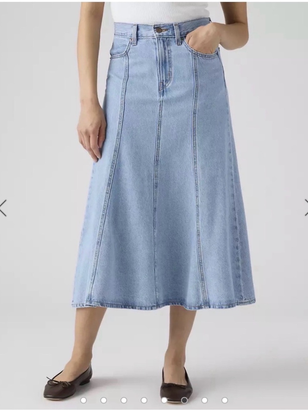 Levi's Light Blue Denim A-Line Midi Skirt